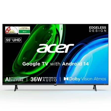 Acer 138.7 cm (55 inch) Ultra I Series 4K UHD Smart LED Google TV with Android 14 (Black), AR55UDGGU2875BD