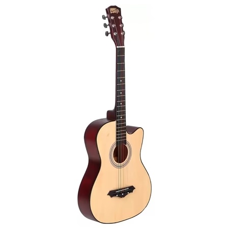 Intern INT-38C-LGP-BK Acoustic Guitar with Bag, Strap and Picks (Natural)
