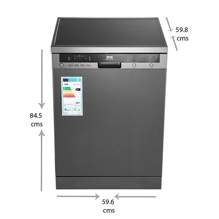 IFB Neptune VX Plus Dishwasher with 15 Place Settings, Built-in Water Softening Device, Dark Inox Grey