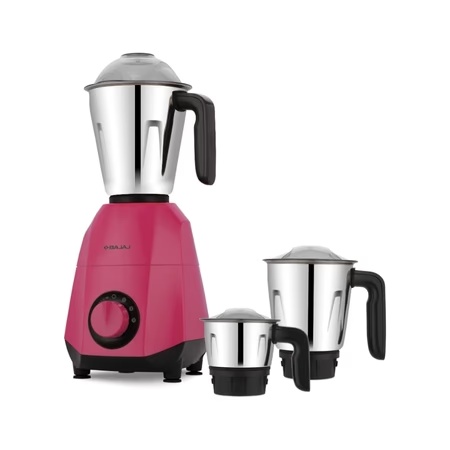 Bajaj Ninja Series Quartz 750 W 3 Jar Mixer Grinder, Garnet Pink