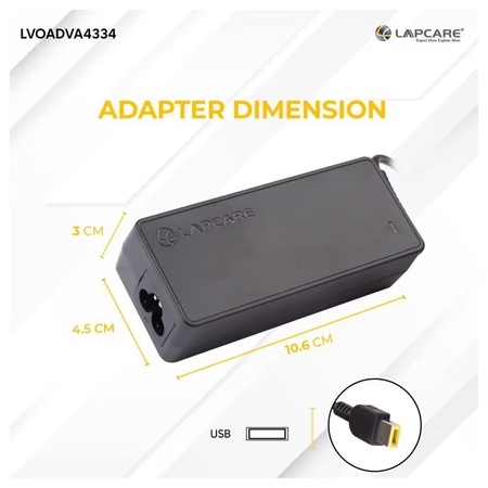 Lapcare LVOADVA4334 Laptop Adapter Designed for Lenovo 3.25A 65 Watt with USB Connector 3 Lapcare LVOADVA4334 Laptop Adapter Designed for Lenovo 3.25A 65 Watt with USB Connector