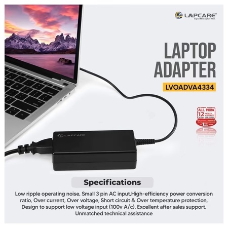 Lapcare LVOADVA4334 Laptop Adapter Designed for Lenovo 3.25A 65 Watt with USB Connector 5 Lapcare LVOADVA4334 Laptop Adapter Designed for Lenovo 3.25A 65 Watt with USB Connector