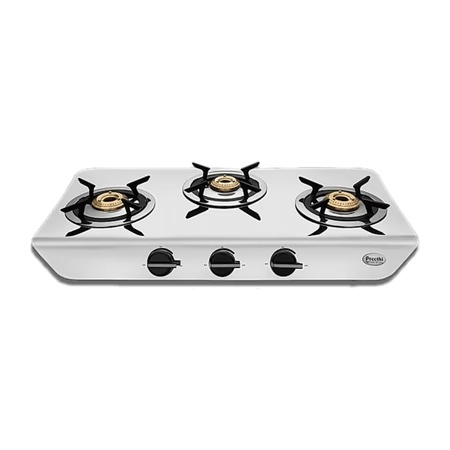 Preethi Stylo Steel 3 Burner Cooktop