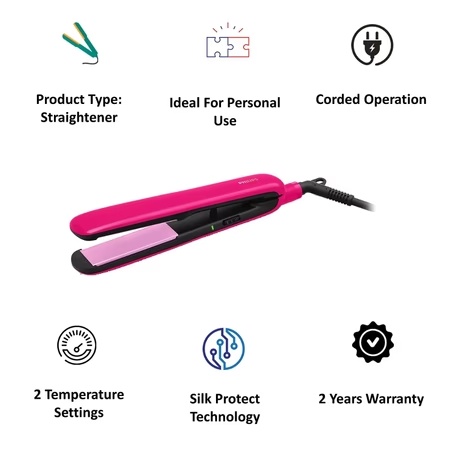 Philips BHS393-00 Hair Straightener with SilkProtect Technology, Pink 6 Philips BHS393-00 Hair Straightener with SilkProtect Technology, Pink