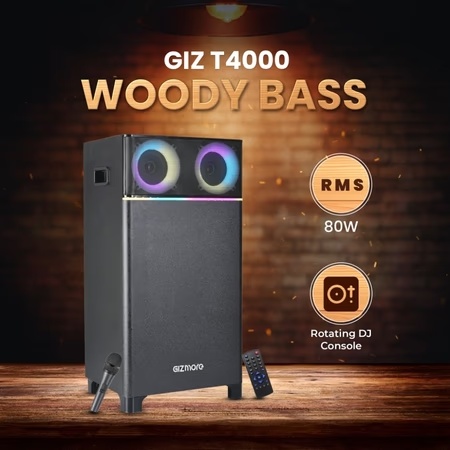 GIZmore Trolley T4000 WOODY BASS 80 Watts Bluetooth Party Speaker