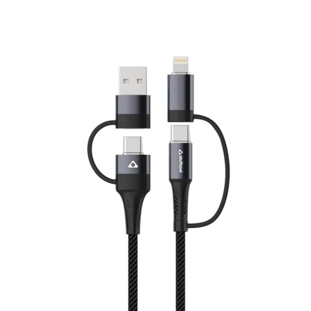 Stuffcool Type-C to Lightning & Type-C to Type -C 100 cm (1.0 Meter) Quad 4 In 1 Cable, Black