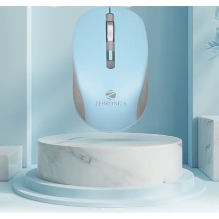 Zebronics ZEB-Jaguar Wireless Mouse with 2.4GHz, Plug and Play, 4 Button Control, 1600 DPI High Precision Sensor (Blue/Grey)
