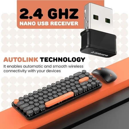 Ambrane KeyPop Wireless Keyboard & Mouse Combo, Black