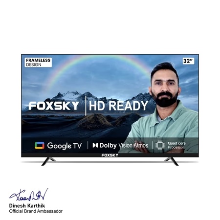Foxsky 81.28 cm (32 inch) HD Ready LED Smart Google TV with Dolby Audio, 32FS-GOOGLE TV 2024