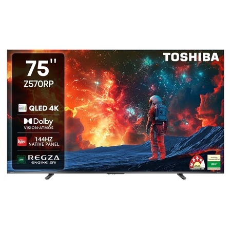 Toshiba 190.5 cm (75 inch) 4K UHD QLED VIDAA TV, 75Z570RP, Black