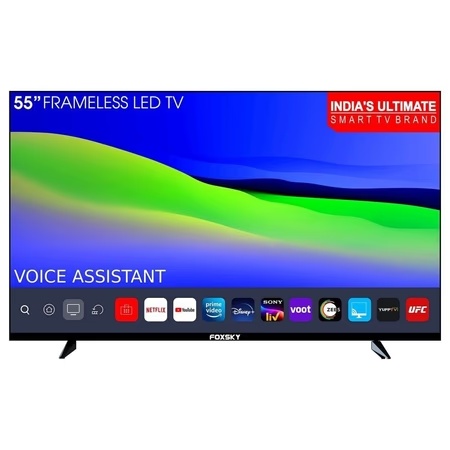 Foxsky 139.7 cm (55 inch) Ultra HD (4K) LED Smart TV, 4K Series 55FS-VS With Voice Search remote, Black