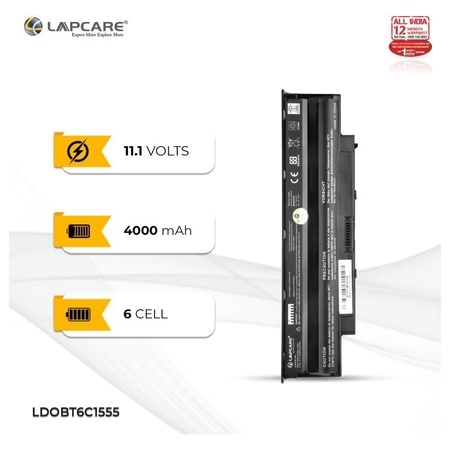 Lapcare 6-Cell 4000 mAh 11.1V Laptop Battery Designed for Dell 15R (LDOBT6C1555)