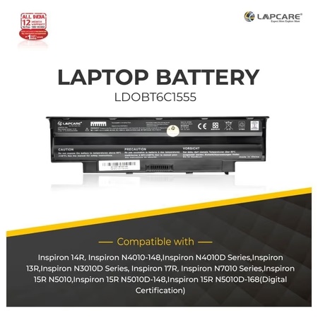 Lapcare 6-Cell 4000 mAh 11.1V Laptop Battery Designed for Dell 15R (LDOBT6C1555) 4 Lapcare 6-Cell 4000 mAh 11.1V Laptop Battery Designed for Dell 15R (LDOBT6C1555)