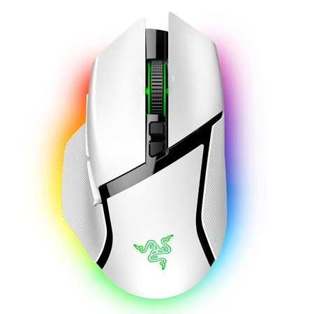 Razer Basilisk V3 Pro Customizable Wireless Gaming Mouse, White, Fast Optical Switches Gen-3, HyperScroll Tilt Wheel, Chroma RGB, 11 Programmable Buttons, Focus Pro 30K Optical Sensor