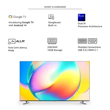 Acer 163.8 cm (65 inch) Super Series 4K UHD Smart QLED Google TV with Android 14 (Black), AR65QDXGU2875AT