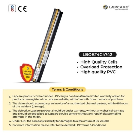 Lapcare 4-Cell 2000 mAh 14.4V Laptop Battery Designed for Lenovo Touch Series G400s/G405s 4C (LBOBT4C4742) 6 Lapcare 4-Cell 2000 mAh 14.4V Laptop Battery Designed for Lenovo Touch Series G400s/G405s 4C (LBOBT4C4742)