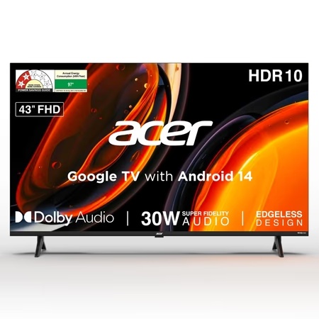 Acer 108 cm (43 inch) Ultra I Series FHD Smart LED Google TV with Android 14 (Black), AR43FDGGU2841BD