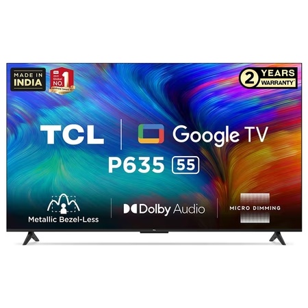 TCL 139.7 cm (55 inch) Ultra HD (4K) LED Smart Google TV, Bezel-Less Series 55P635