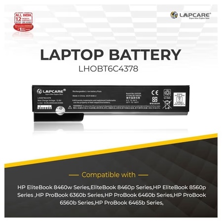 Lapcare 6-Cell 4000 mAh 10.8V Laptop Battery Designed for HP EliteBook 8460P (LHOBT6C4378)