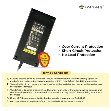 Lapcare LOADAF7344 Laptop Power Adapter with Over Current Protection, Black 6 Lapcare LOADAF7344 Laptop Power Adapter with Over Current Protection, Black