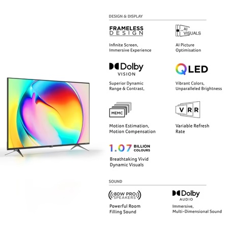 Acer 127 cm (50 inch) Super Series 4K UHD Smart QLED Google TV with Android 14 (Black), AR50QDXGU2875AT