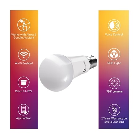 SYSKA Smart Lights LED 9 WTS B22 Round