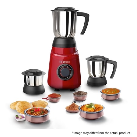 Bosch TrueMixx Joy 500 Watts 3 Jars Mixer Grinder, MGM2133BIN, Red