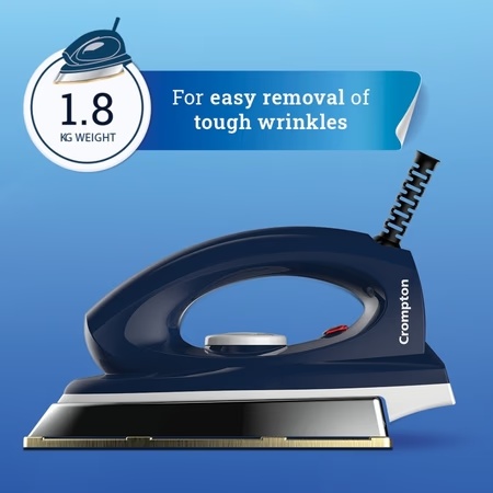 Crompton RHINOP Plus 1250 Watts Dry 1.8 kg Heavy Weight Iron, Blue