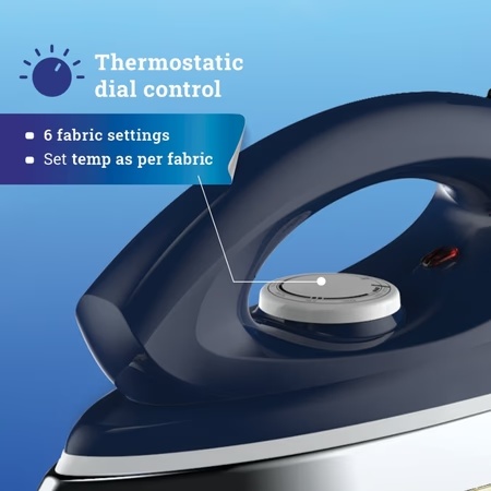 Crompton RHINOP Plus 1250 Watts Dry 1.8 kg Heavy Weight Iron, Blue 5 Crompton RHINOP Plus 1250 Watts Dry 1.8 kg Heavy Weight Iron, Blue