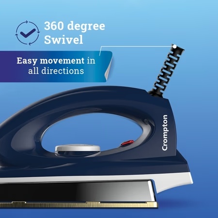 Crompton RHINOP Plus 1250 Watts Dry 1.8 kg Heavy Weight Iron, Blue 6 Crompton RHINOP Plus 1250 Watts Dry 1.8 kg Heavy Weight Iron, Blue