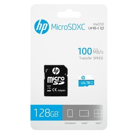HP 128GB MicroSD Memory Card SDXC mi310 Class 10, UHS-I, U1 Card, Upto 140MB/s R, 10 Y Warranty