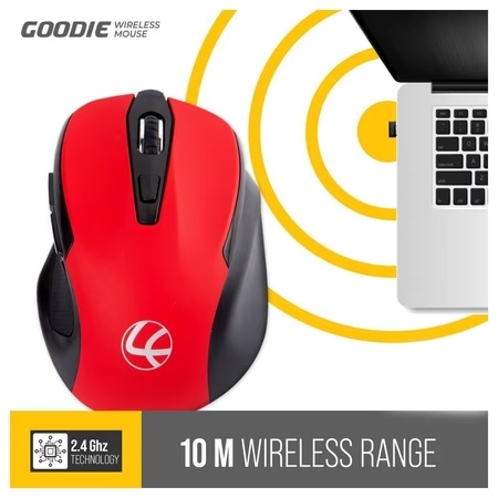 Lapcare Goodie Wireless Optical Mouse, Red, LKWLRE6932