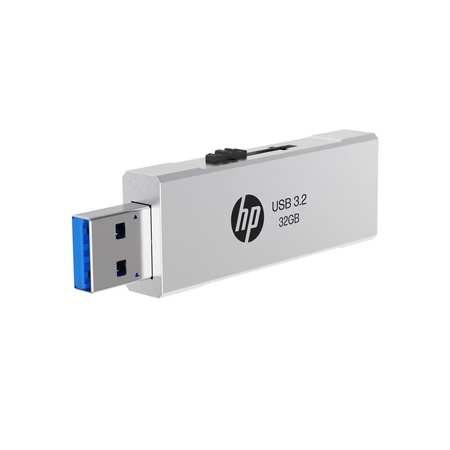 HP 818w 32 GB USB 3.2 Flash Drive, Silver Metal
