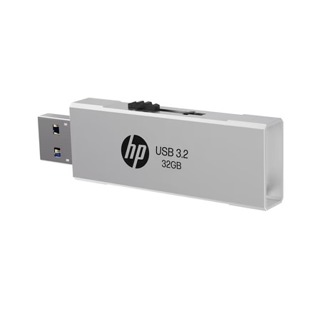 HP 818w 32 GB USB 3.2 Flash Drive, Silver Metal