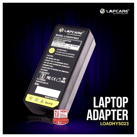Lapcare LOADHY5023 Laptop Adapter Designed for HP 65 Watt with 4.5 x 3 mm Connector