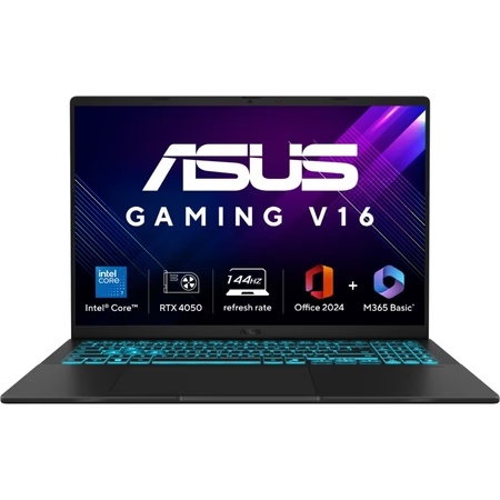 Asus Gaming V16 V3607VU-RP275WS Gaming Laptop (Intel Core 7 Processor 240H/16 GB/512 GB SSD/6 GB-NVIDIA GeForce RTX 4050/Windows 11 Home/MSOffice Home 2024 + MS 365 Basic/WUXGA), 40.64 cm - 16 inch, Black