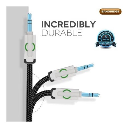Bandridge SMU00079 1.5 m 3.5 mm AUX Cable, Black