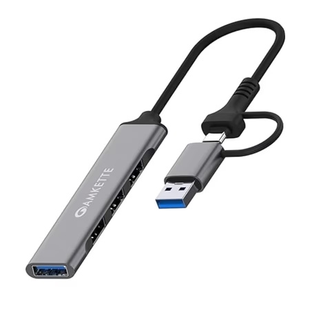Amkette 4 Port USB 3.0 Hub with Dual USB