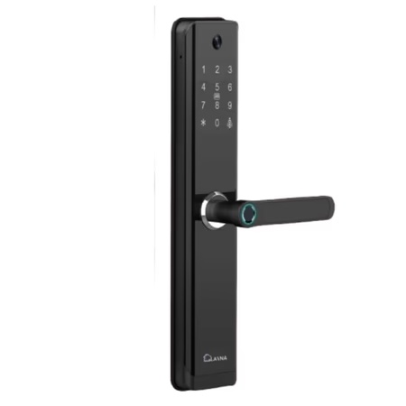 LAVNA LA24 Smart Wi-Fi Camera Door Lock with 7 Way Access, Black (5 Bolts wooden door lock)