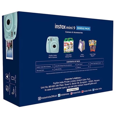 Fujifilm Instax Mini 9 Instant Camera Bundle Pack, Ice Blue
