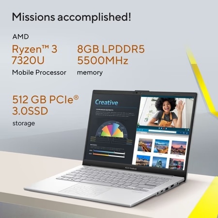 Asus NK321WS Vivobook Go 14 Laptop (AMD Ryzen 3 7320U/8GB/512 SSD/Windows 11 Home/FHD), 34.03 cm (14.0 inch) 2 Asus NK321WS Vivobook Go 14 Laptop (AMD Ryzen 3 7320U/8GB/512 SSD/Windows 11 Home/FHD), 34.03 cm (14.0 inch)