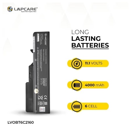 Lapcare 6-Cell 4000 mAh 11.1V Laptop Battery Designed for Lenovo G460 6C (LVOBT6C2160)