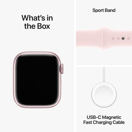 Apple Watch Series 9 GPS 41mm Pink Aluminium Case with Light Pink Sport Band - S/M 10 Apple Watch Series 9 GPS 41mm Pink Aluminium Case with Light Pink Sport Band - S/M