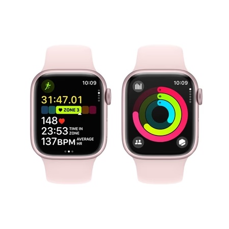 Apple Watch Series 9 GPS 41mm Pink Aluminium Case with Light Pink Sport Band - S/M 8 Apple Watch Series 9 GPS 41mm Pink Aluminium Case with Light Pink Sport Band - S/M
