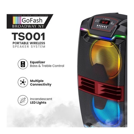 Lumiford TS001 Wireless Party Speaker with Bluetooth Connectivity, Thrilling Bass