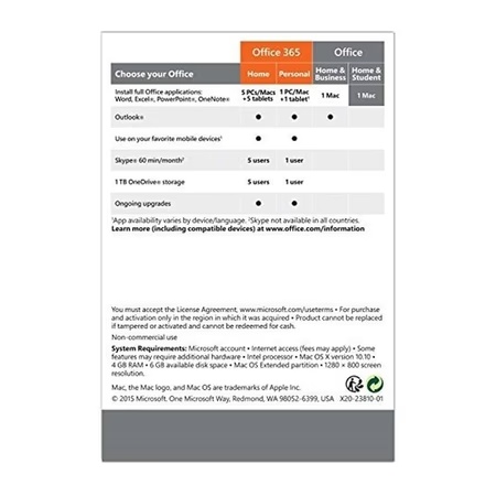 Microsoft Office Home & Student 2016 Software for Mac