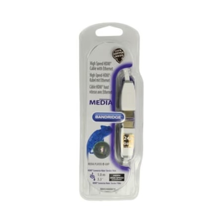 Bandridge BBM34000W10 1 m 4K High Speed HDMI Cable with Ethernet HDMI Connector, White