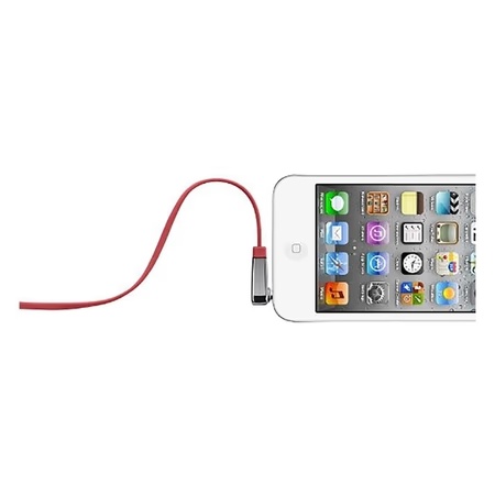Belkin AV10128QE04-RED 1.2 m 3.5 mm to 3.5 mm Right Angle Plug AUX Cable, Red