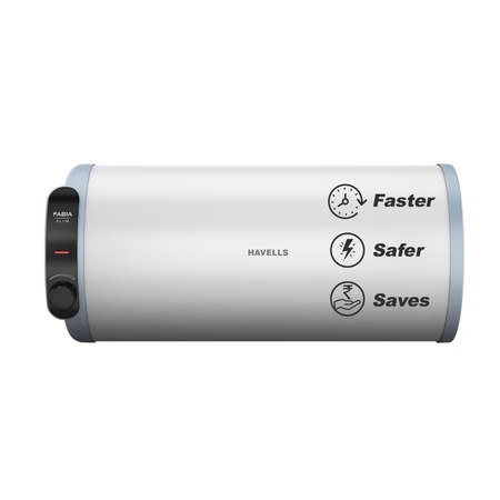 Havells Fabia Slim 10 L Horizontal Right Storage Geyser with Faster Heating, Anti-Rust Tank, Incoloy Heating Element, Energy Saving Design & 7-Year Tank Warranty (Free Installation & Flexi Pipes)