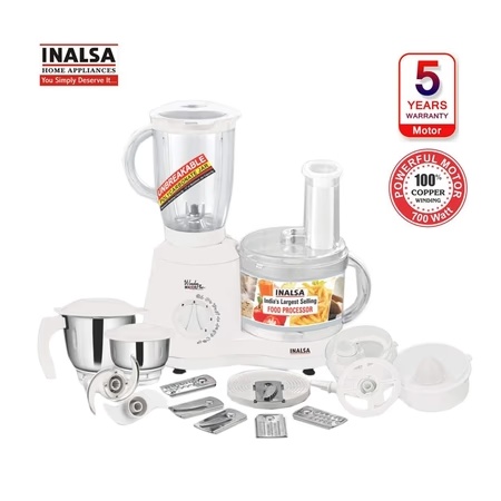 Inalsa Wonder Maxie Plus V2 Food Processor with 700 Watts Copper Motor